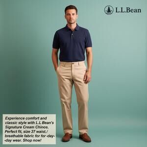 L.L. Bean Signature Cream Chinos Classic Fit Size 37 Waist